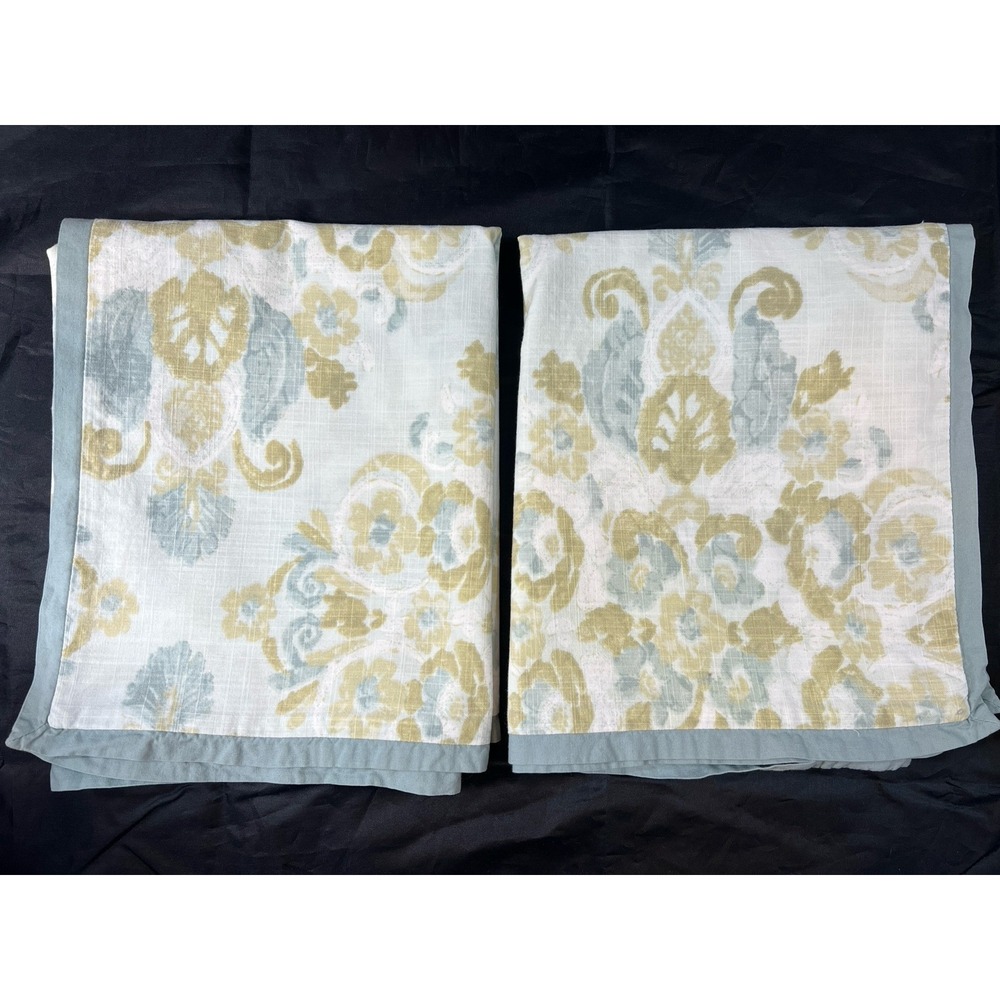 Vintage Laura Ashley Medallion King Pillow Sham Set 2 Soft Gray Blue Green